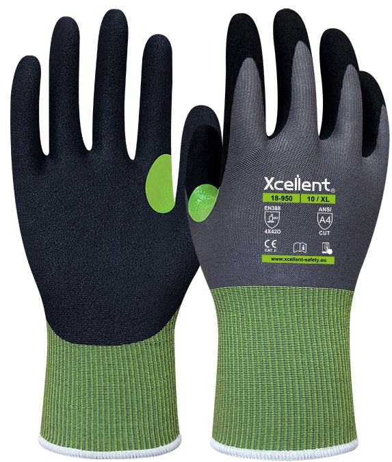 XCellent® DIAMOND-PRO N feiner Schnittschutzhandschuh Level D, sandige Nitrilbeschichtung, 18-950