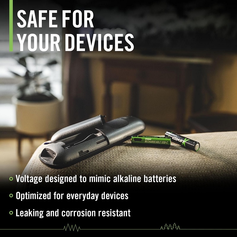 COAST® AAA USB-C Akkus 1.5V 750 mAh (4 Stück) inklusive Ladekabel