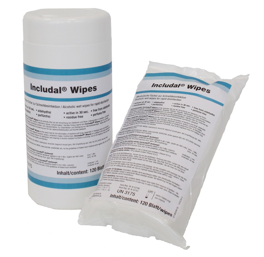 INCLUDAL® WIPES 120 Desinfektionstücher/Spenderdose  14306001