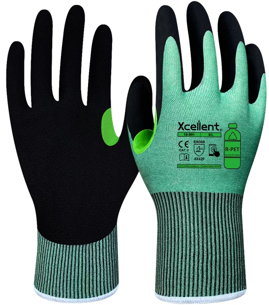 XCellent® ÖKOSTAR-N Schnittschutzhandschuh Level F unweltfreundlich, R-PET, Nitril 18-991