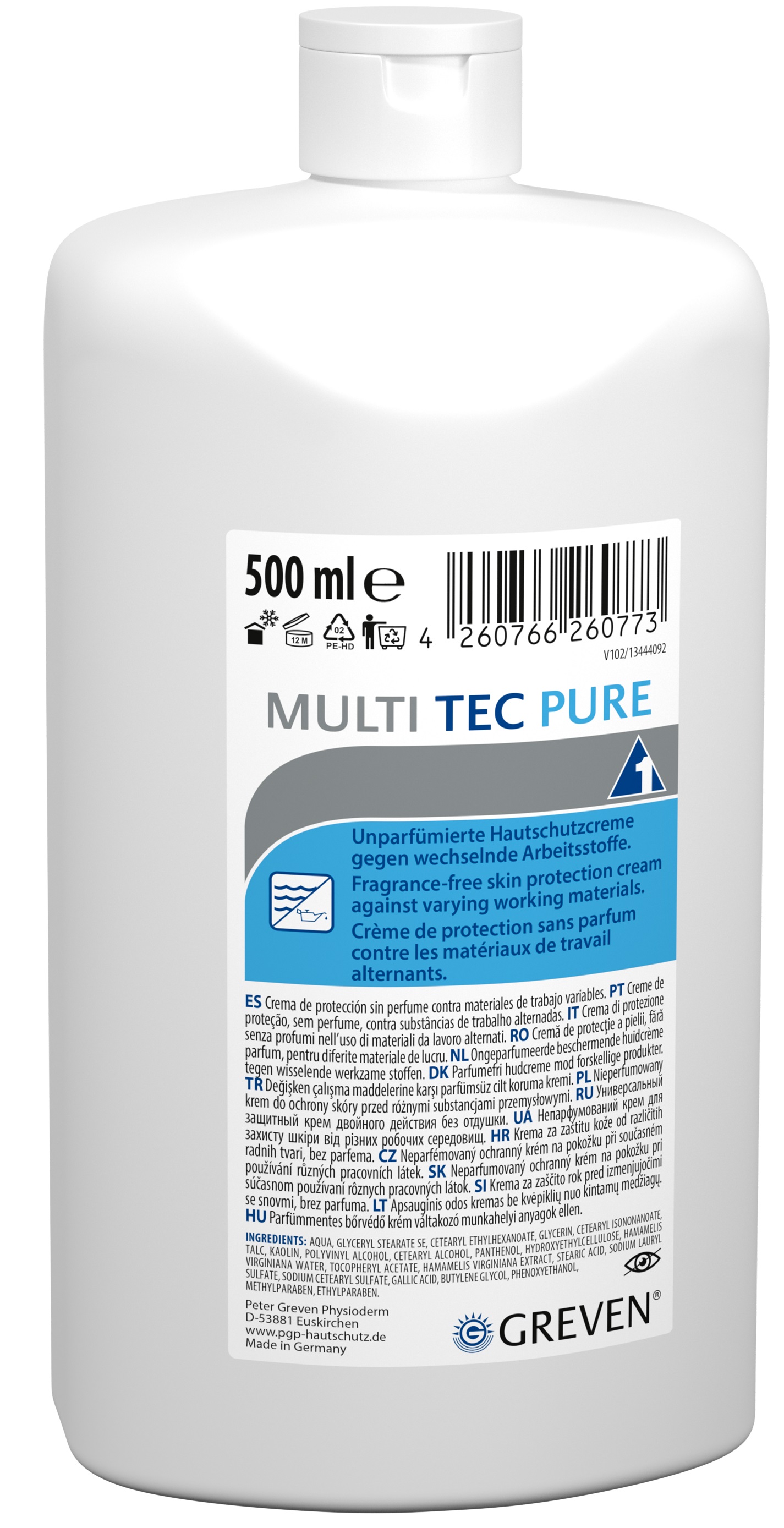 GREVEN® MULTI-TEC PURE Hautschutzlotion 500 ml Hartflasche