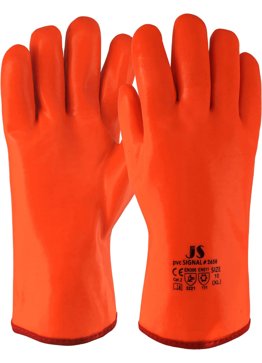 PVC SIGNAL 1113 Vollgetauchter Winterhandschuh signalorange 