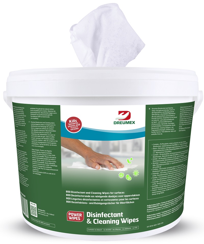 DREUMEX® DISINFECTANT & CLEANING WIPES, Eimer mit 800 Tüchern, 14485003