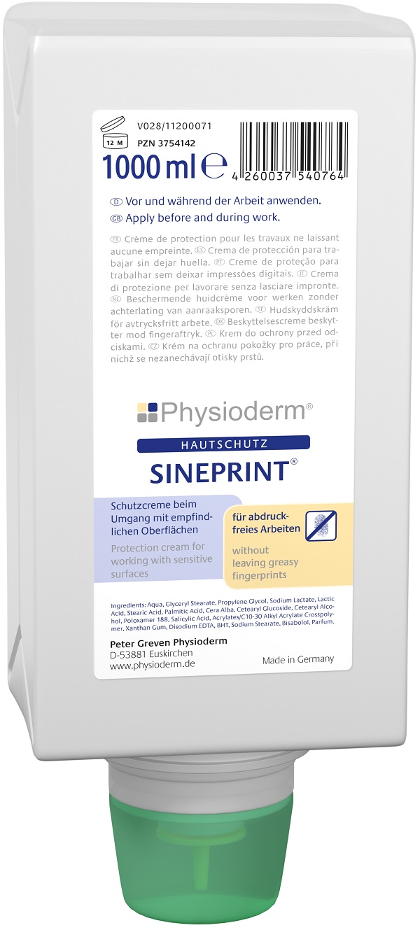 PHYSIODERM® SINEPRINT® Hautschutzcreme abdruckfrei 1.000 ml Varioflasche