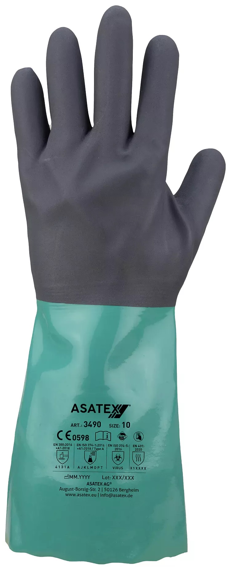 Chemikalienschutzhandschuh mit vollständiger Nitril-Beschichtung 3490