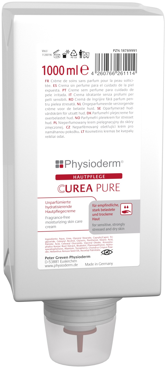 PHYSIODERM® CUREA PURE Hautpflegecreme unparf. 1.000 ml Varioflasche 14383002
