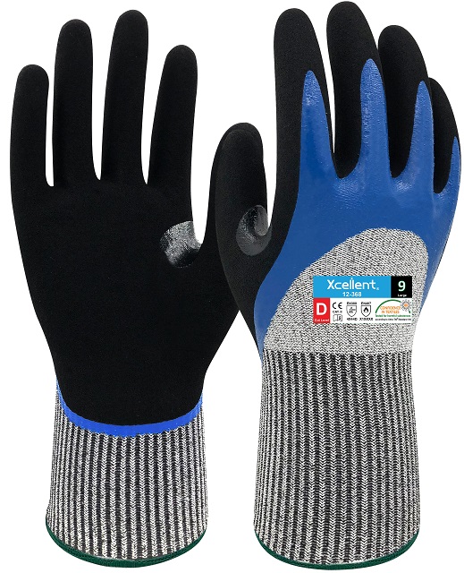 XCellent Schnittschutzhandschuh Level D, Doppelbeschichtung öl- u wasserabweisend, 12-368