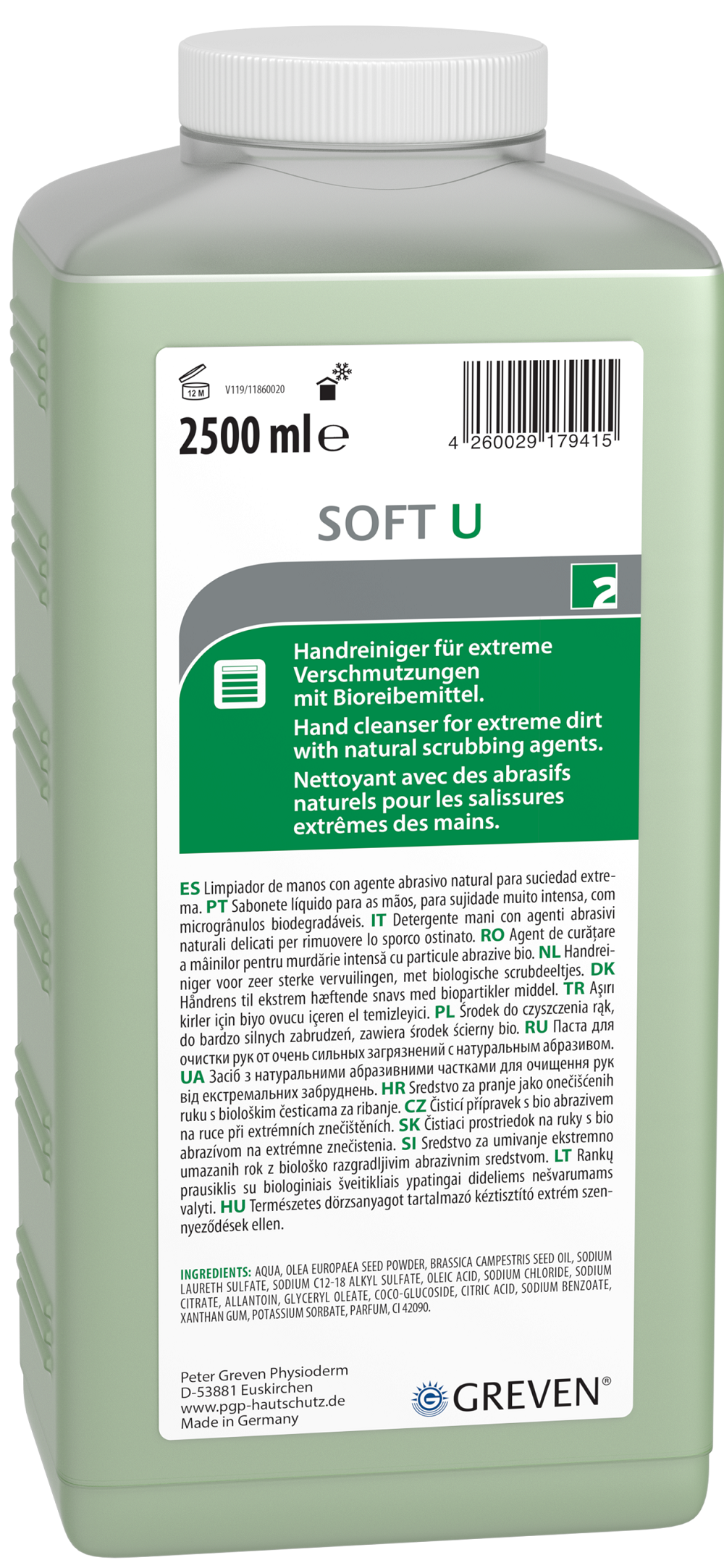 GREVEN® SOFT U Handreiniger 2.000 ml Hartflasche