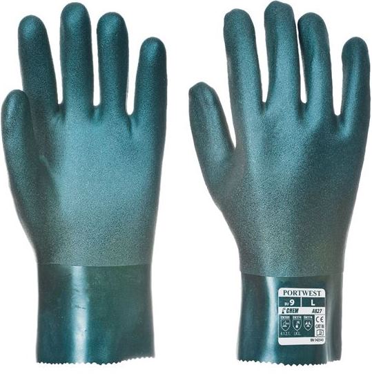 Doppelt beschichteter PVC Chemikalienschutz Handschuh 27cm A827