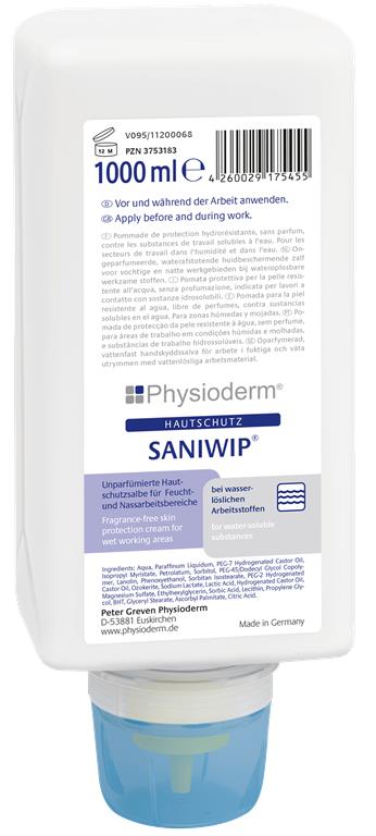 PHYSIODERM® SANIWIP® Hautschutzcreme  wasserfest, 1.000 ml Vario-Flasche